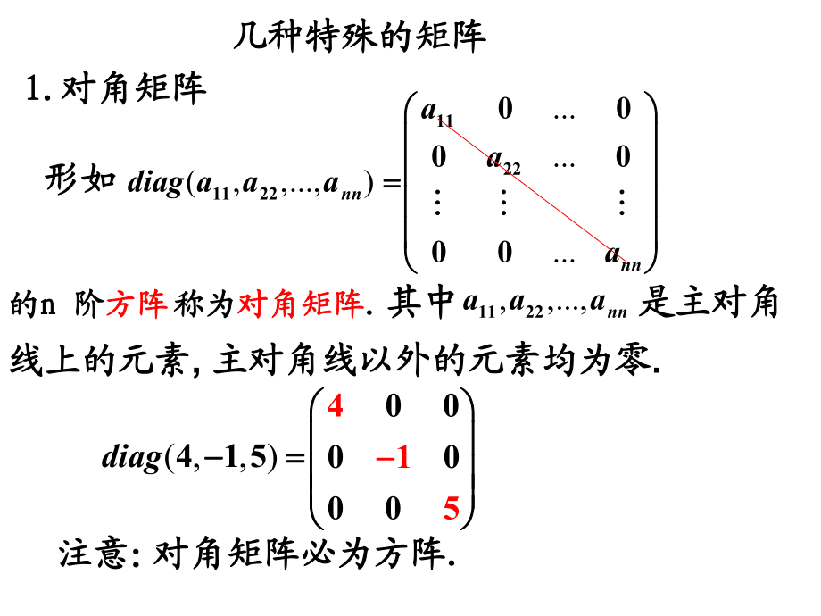 對(duì)角矩陣必為方陣 矩陣?yán)碚撝械囊粋€(gè)基石概念